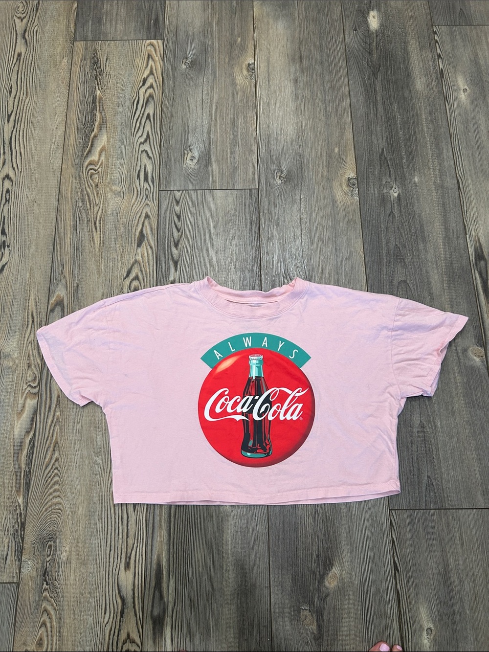 Coca-Cola Pink Tee with Red & Teal Logo- medium